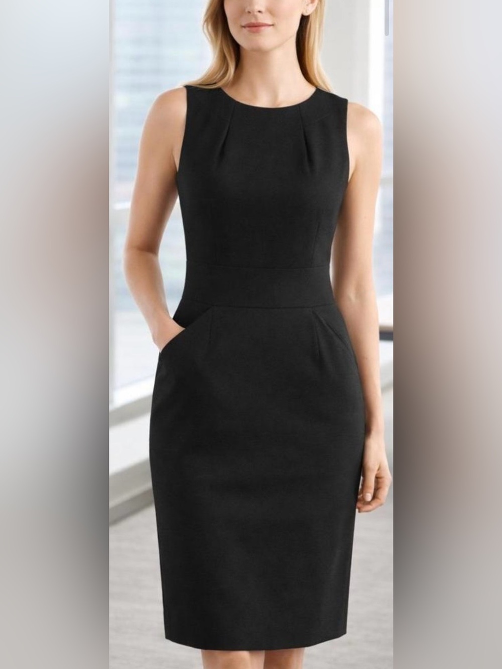 J.Crew Womens Black 100% Wool Sleeveless Midi Dress Size 4 Lined Pockets